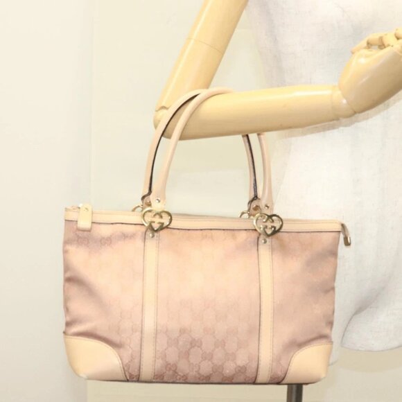 Gucci Handbags - GUCCI GG Canvas Lovely Tote Bag Pink Gold 257069 Auth yk18786